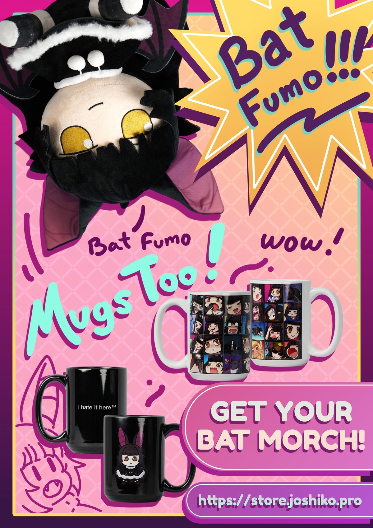 White BatAtVideoGames Emotes Mug